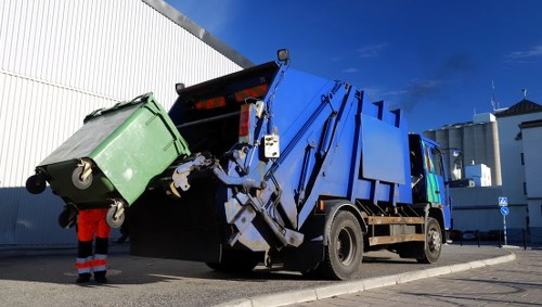 Front view of an office clearance team preparing a workspace in Brockley